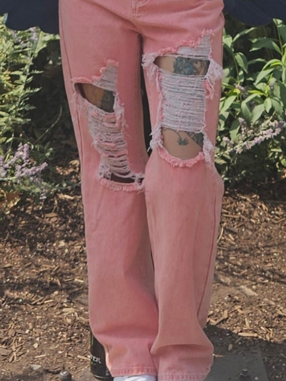 SHEIN Pink Distressed Boyfriend Jeans - Picture 2 of 4